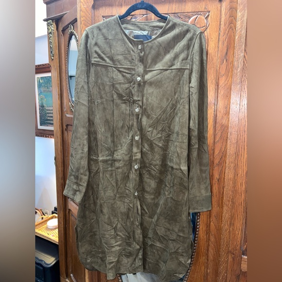 Massimo Dutti 100% goats leather long jacket size medium - Picture 2 of 9